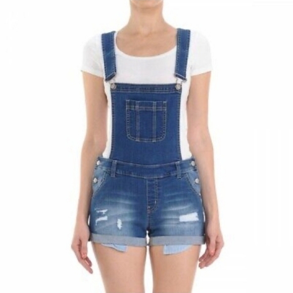 Basic Denim Wax Jean Overall Shorts (M) - Picture 2 of 8